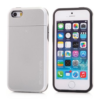 SPIGEN plastic en siliconen hoes met verborgen kaarthouder voor iPhone 5/5S - Zilver