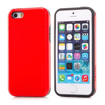 SPIGEN plastic en siliconen hoesje met verborgen kaarthouder voor iPhone 5/5S - Rood