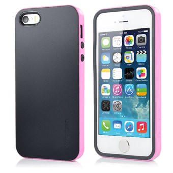 SPIGEN siliconen hoes met plastic bumper zijkanten voor iPhone 5 / iPhone 5S / iPhone SE 2013 - Zwart/Roze