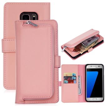Delux multi-case met portemonnee en afneembare hoes voor Samsung Galaxy S7 Edge - Delicaat roze