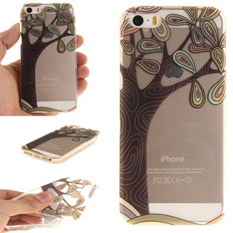 Modern art siliconen hoesje voor iPhone 5 / iPhone 5S / iPhone SE 2013 - Hout