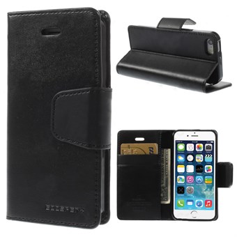 Goospery leren hoesje met magnetische sluiting voor iPhone 5 / iPhone 5S / iPhone SE 2013 - Zwart