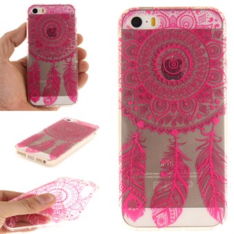 Modern art siliconen hoesje voor iPhone 5 / iPhone 5S / iPhone SE 2013 - Roze decoratie