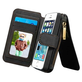 CaseMe Flip Wallet voor iPhone 5 / iPhone 5S / iPhone SE 2013 - Zwart