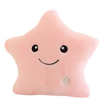 Smiley Star kussen met LED licht / Glow Pillow - Roze