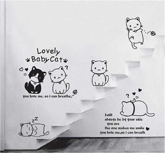TipTop Muurstickers Lovely Baby Cats Cartoon