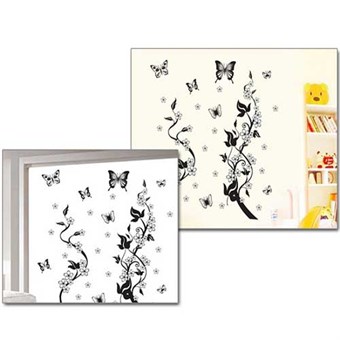 TipTop muurstickers zwarte vlinder en boom patroonstijl