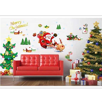 TipTop Muurstickers AY767 Kerststijl Kerstman en Kerstboompatroon Verwijderbare PVC-stickers Kamer