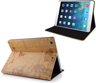 Wereldkaart Look Case - iPad Air 1 (Bruin)