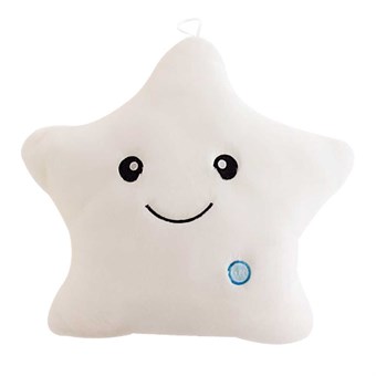 Smiley Star kussen met LED licht / Glow Pillow - Wit