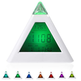7 LED kleur veranderende piramide digitale LCD driehoek klok