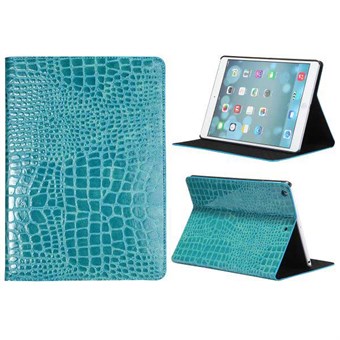 Krokodil iPad Air 1 leren tas (blauw)