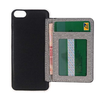Luxe iPhone 5 / iPhone 5S / iPhone SE 2013 leer/siliconen hoes M. ingebouwde creditcard portemonnee zwart