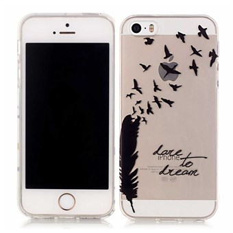 Summertime siliconen hoes transparant M. patronen iPhone 5 / iPhone 5S / iPhone SE 2013 zwarte veer