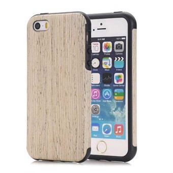 Premium hoes met houtlook in siliconen iPhone 5 / iPhone 5S / iPhone SE 2013 wit