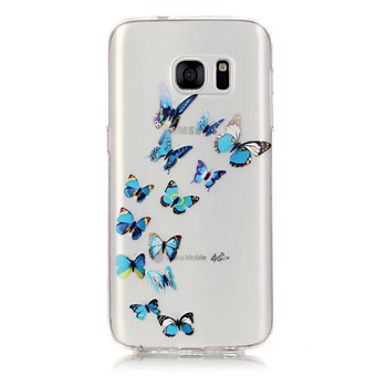 Stijlvolle transparante Samsung Galaxy S7 Edge siliconen hoes Blue Butterflies