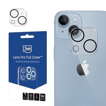 3MK Lens Pro Volledige Cover iPhone 14/14 Plus Gehard Glas voor de camera lens met montagerand 1 stuk