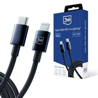 3MK Hyper-kabel USB-C - Lightning 20W 1,2 m Zwart/Zwarte kabel