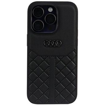 Audi echt lederen iPhone 14 Pro 6.1" zwart/zwart hoesje AU-TPUPPCIP14P-Q8/D1-BK