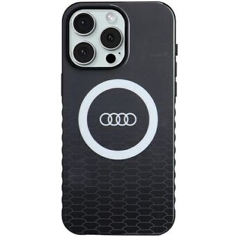 Audi IML Groot Logo MagSafe Hoesje iPhone 15 Pro Max 6.7" zwart harde cover AU-IMLMIP15PM-Q5/D2-BK