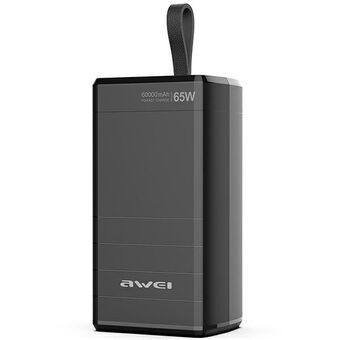 AWEI PowerBank P171K 60000mAh 65W zwart USB/2xPD weergave