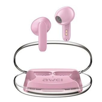 AWEI Bluetooth 5.3 T85 ENC TWS-oordopjes + dockingstation in het roze/pink.