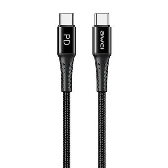 AWEI kabel CL-111T USB-C naar USB-C 60W zwart