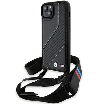 BMW BMHCP15M23PSCCK iPhone 15 Plus / 14 Plus 6.7" zwart hardcase M Edition Carbon Stripe & Strap.
