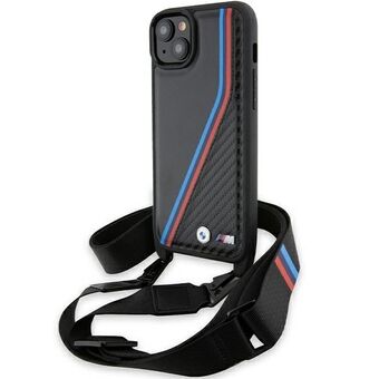 BMW BMHCP15M23PSVTK iPhone 15 Plus / 14 Plus 6.7" zwart hardcase M Edition Carbon Tricolor Lines & Strap