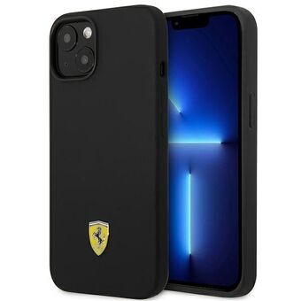 Ferrari FEHCP14SSIBBK iPhone 14 6.1" zwart / zwart hardcase siliconen metalen logo