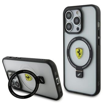 Ferrari FEHMP15LUSCAH iPhone 15 Pro 6.1" transparante hoes met ring standaard uit de 2023 Collectie MagSafe.