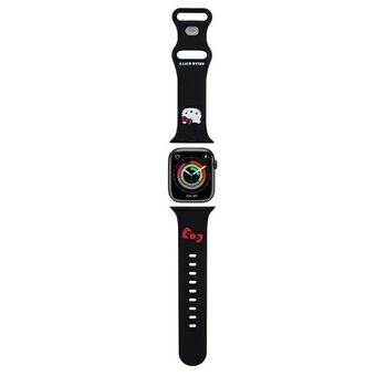 Hallo Kitty Pasek HKAWMSCHBLK Apple Watch 38/40/41mm zwart/zwart bandje Silicone Kitty Hoofd
