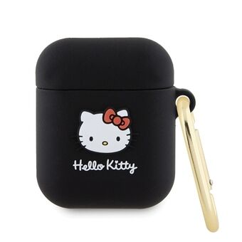 Hallo Kitty HKA23DKHSK Airpods 1/2 hoesje zwart Siliconen 3D Kitty Hoofd