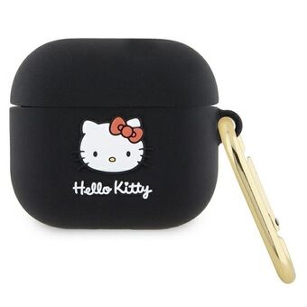 Hallo Kitty HKA33DKHSK Airpods 3 hoesje zwart Siliconen 3D Kitty Hoofd