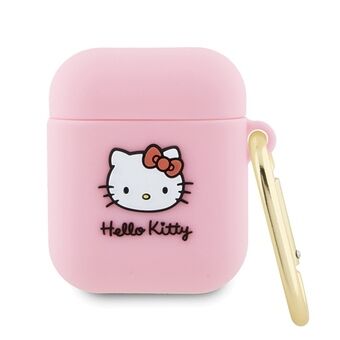 Hallo Kitty HKA23DKHSP Airpods 1/2 hoesje roze silicone 3D Kitty Hoofd