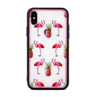 Hearts iPhone 5 / 5S / SE hoes, design 1 transparant (flamingo\'s)