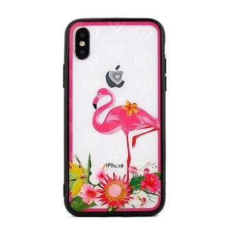 Hoesje Hartjes iPhone Xs Max design 3 helder (roze flamingo)