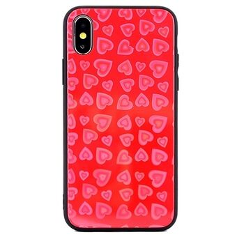 Hearts Glass Cover voor iPhone X / iPhone XS Design 1 (Rood)
