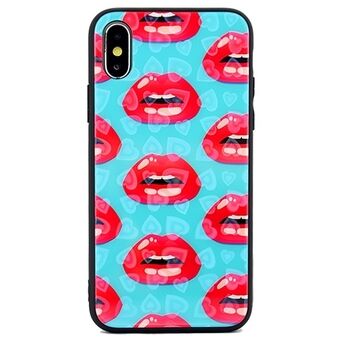 Hearts Glass Cover iPhone X / iPhone XS Design 3 (Lippen)