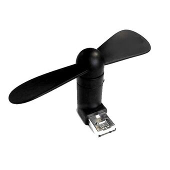 2-in-1 USB / microUSB zwarte / zwarte ventilator