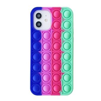 Anti-Stress iPhone 13 Pro BOX hoesje marineblauw / roze / framboos / pistache
