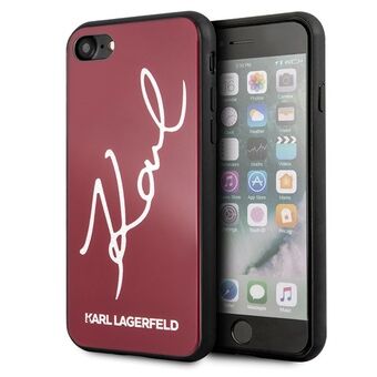 Karl Lagerfeld KLHCI8DLKSRE iPhone 7/8 SE 2020 / SE 2022 rood / rood hard hoesje Signature Glitter
