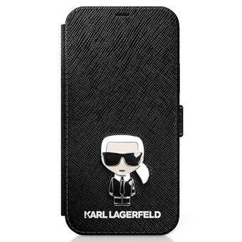 Karl Lagerfeld iPhone 12 Mini Black Book Saffiano Iconic Metal