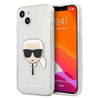 Karl Lagerfeld iPhone 13 Mini Zilver Hard Case Glitter Karl`s Head