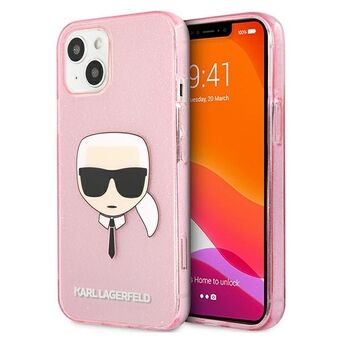 Karl Lagerfeld iPhone 13 Mini Roze Hardcase Glitter Karl`s Head