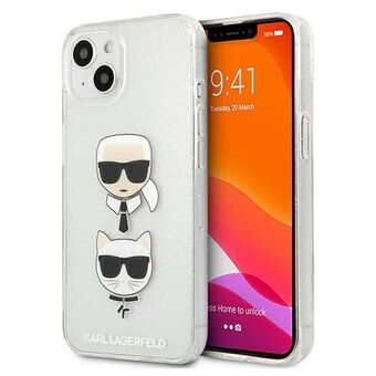 Karl Lagerfeld iPhone 13 Mini Zilver Hard Case Glitter Karl`s & Choupette