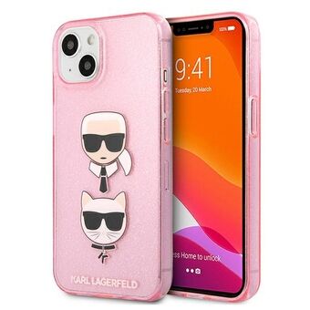 Karl Lagerfeld iPhone 13 Mini Roze Hardcase Glitter Karl`s & Choupette