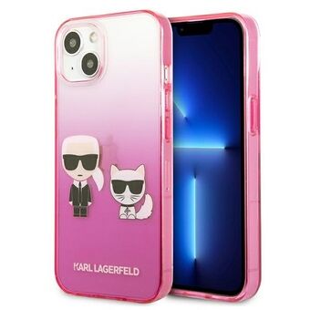 Karl Lagerfeld iPhone 13 Mini Hardcase Roze Gradiënt Iconisch Karl & Choupette