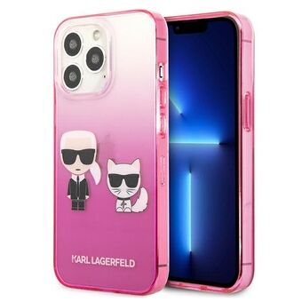 Karl Lagerfeld iPhone 13 Pro / iPhone 13 Hardcase Roze Gradiënt Iconisch Karl & Choupette