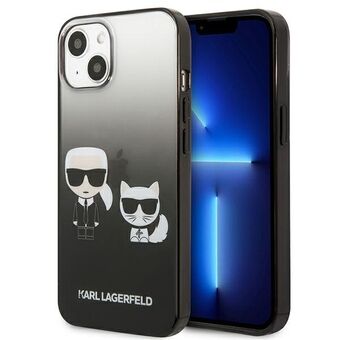 Karl Lagerfeld iPhone 13 Mini Hardcase Zwart Gradiënt Iconisch Karl & Choupette